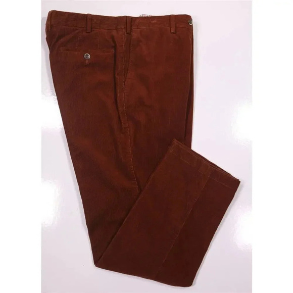 Suitsupply Brown Cotton Corduroy Flat Front Dress Pants 34x28 - Picture 1 of 7